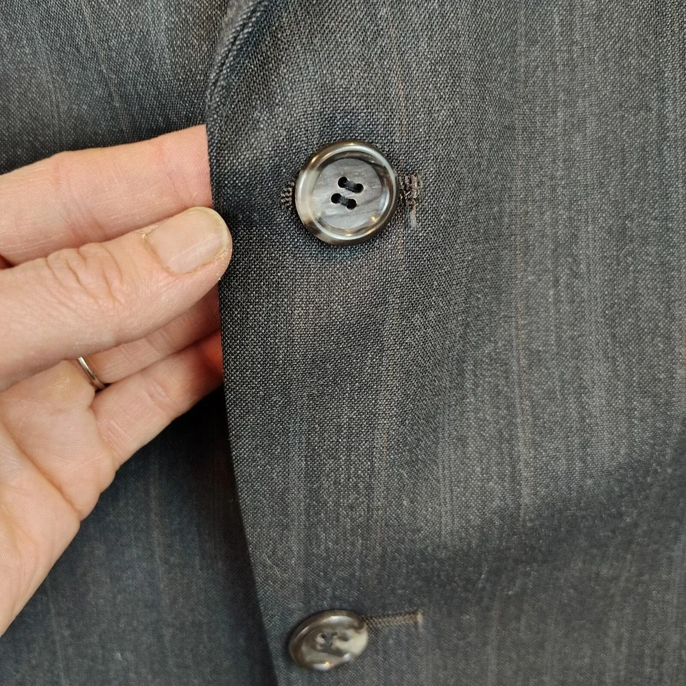 Palm Beach Mens 46R Wool Blazer Sport Coat Dark Gray Pinstripe Made in USA